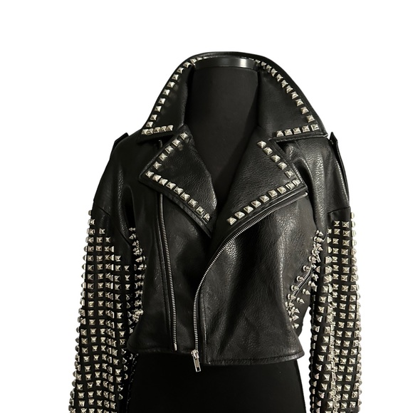 Azalea Wang Essential Moto black studded vegan leather jacket in 1X. NWOT. - Picture 13 of 16